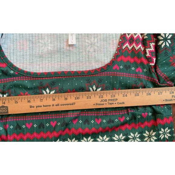 Adore Me Womens L Pajama PJ Sleepwear Christmas Snow Flakes Hearts Fair Isle NWT - Picture 8 of 10